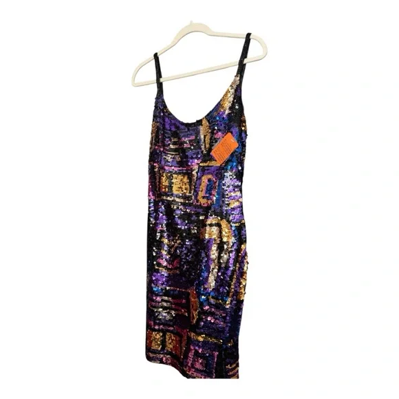 Black Tie Oleg Cassini Sequin Multicolor Dress NWT